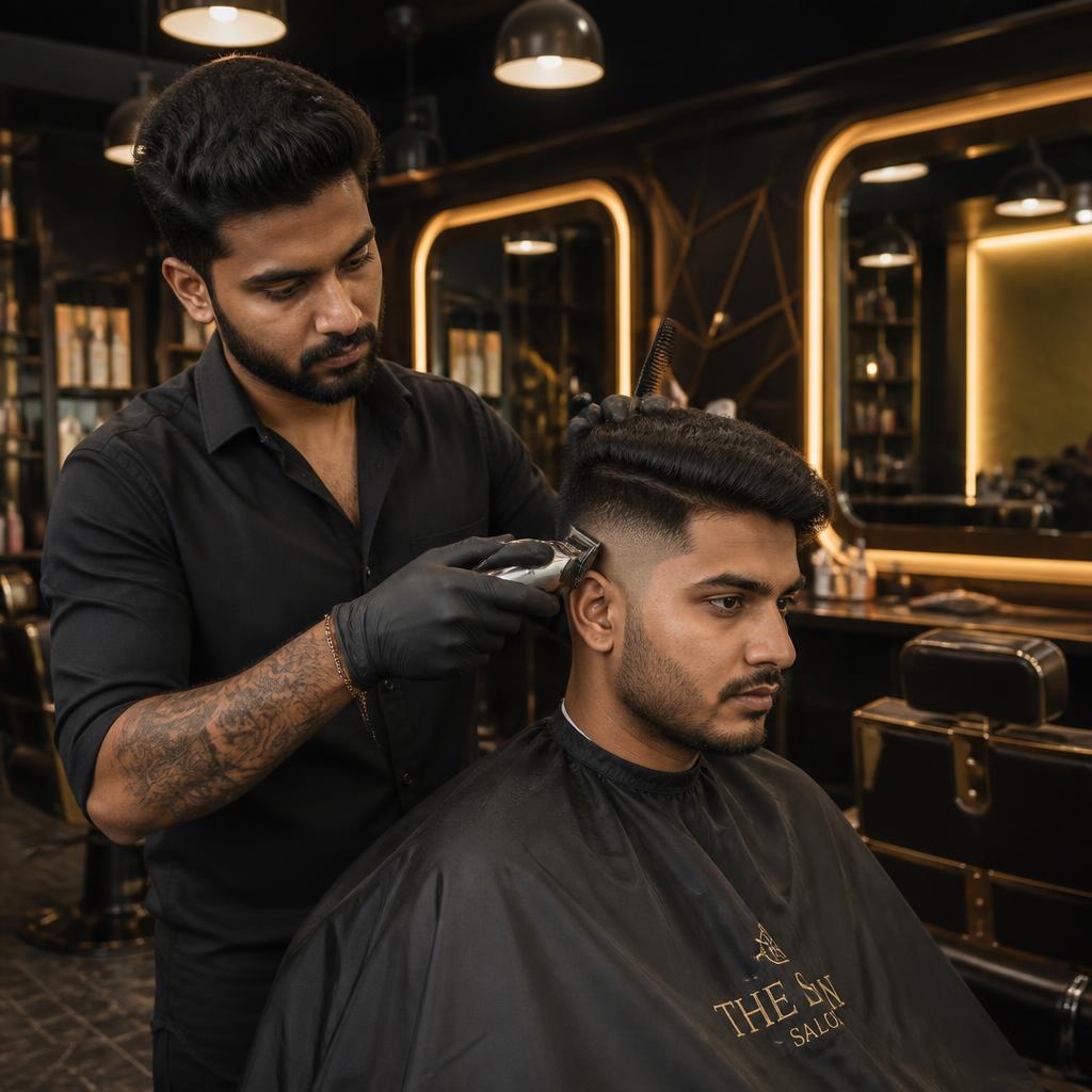 Men's haircut and fade styling by expert barber at Gravity Unisex Salon